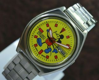 Vintage Seiko Mickey Mouse Day Date 17 Jewels 6309 Movement Men ' s Wrist Watch 2