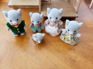 Calico Critters Vintage Elephant Family Of 5 Open Hands Sylvanian Families
