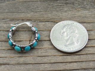 Vintage Shube Dakota West Sterling Silver Turquoise Navajo Style Hoop Earrings 3