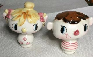 Vintage 1959 Holt Howard Boy & Girl Porcelain Ceramic Salt & Pepper Shakers