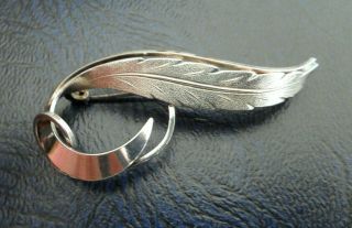 Vintage Jewellery Signed Sterling Silver 925 Stylish Leaf Brooch Pin 2