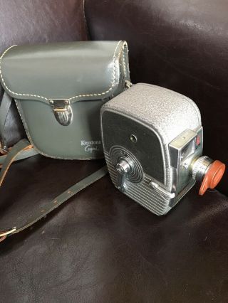 Vintage Keystone K - 25 Capri 8mm Camera With Case And Leather Lens Guard