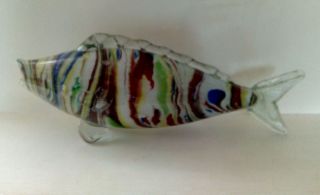 Stunning Vintage Large Murano Glass Multi Coloured Fish - 14 " - Vgc