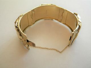 Vintage Whiting & Davis Repousse High Relief Gold Tone Wide Hinged Bracelet 5