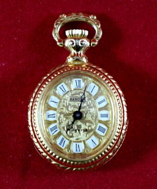 Vintage Miniature Hanowa Pocket Watch Gold Tone