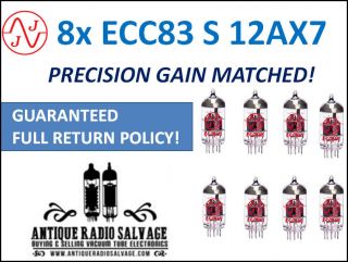 Jj Electronic (tesla) Precision Gain Matched Octet (8x) Ecc83 - S 12ax7 Tubes