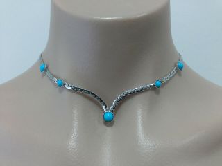 Vintage Sarah Coventry Faux Turquoise & Silver Tone Choker Collar Necklace J087