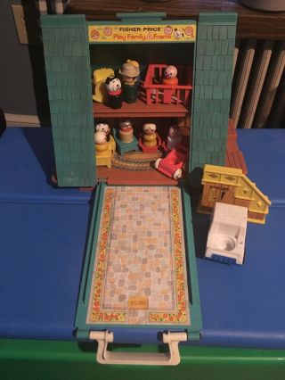 Vintage Fisher Price A Frame House And Accessories.