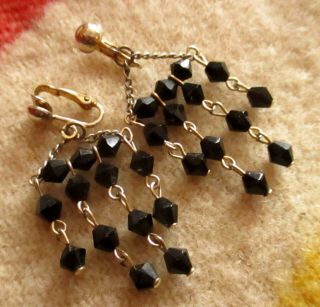Vintage 60s Clip On Earring Sarah Coventry 2 " Black Stone Dangle
