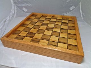 Vintage 14 " X 14 " Wooden Checker Chess Playing Board - Oak Wood -