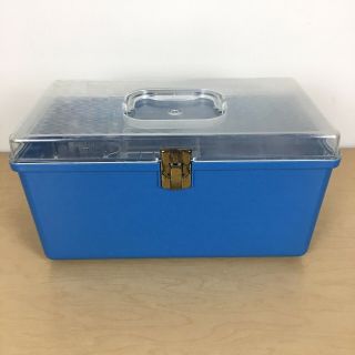 Vintage Wilson Wil - hold Blue & Clear Plastic Sewing Storage Box,  1 Tray,  Small 4