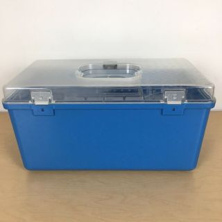 Vintage Wilson Wil - hold Blue & Clear Plastic Sewing Storage Box,  1 Tray,  Small 5