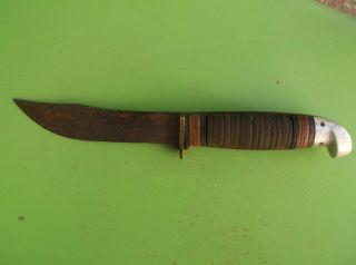 Vintage Western L 66 Hunting Knife.  Carbon Steel Blade.  Boulder Colo.