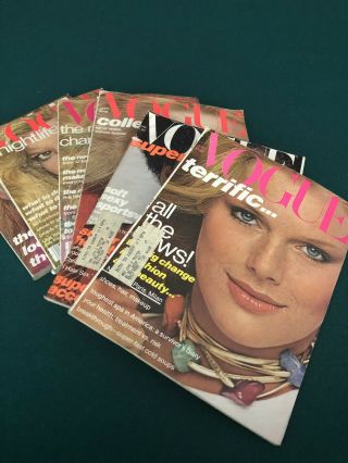 6 Vintage 1977 Vogue Magazines Russo Hansen Vela Peggy Dillard
