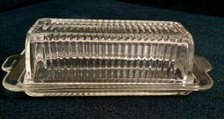 Vintage Pressed Glass Butter Dish With Lid