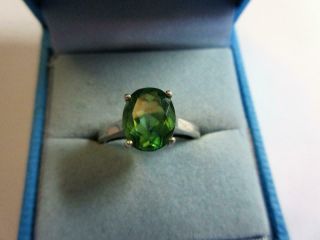Vintage Sterling Silver & Green Tourmaline Solitaire Ring - Tggc,  Gemporia