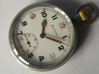 A Vintage Plated Cased Helvetia Military Pocket Watch