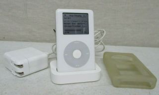 Vintage Apple Ipod A1059 40gb White,  Bundle Stand Charger Cover Apple Ipod Work