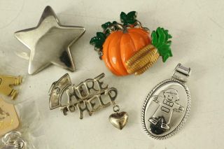 Vintage BEST Costume Jewelry Silver Plated Brooch Pins PUMPKIN FISH Nurse Star 2