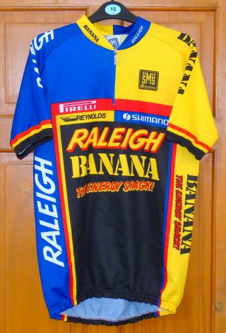 Very Good Cond Vintage Raleigh Banana Pro Team Jersey.  Santini 41 " Circumference