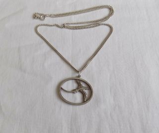 Vintage Silver Necklace with Bird Swallow Pendant 3