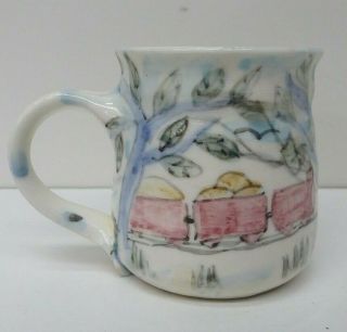 Vintage Australian Pottery Sylvia Halpern Ceramic Studio Hand Painted Mug Cup