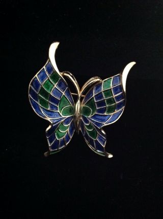 Vintage Crown Trifari Enamel Butterfly Brooch