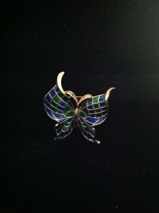 Vintage Crown Trifari Enamel Butterfly Brooch 3