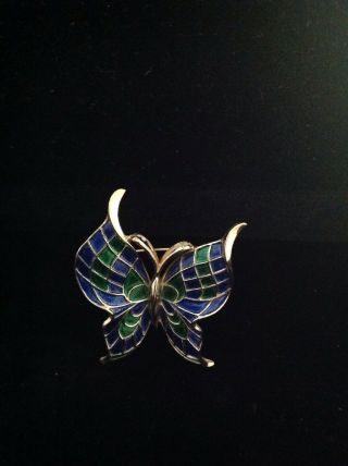 Vintage Crown Trifari Enamel Butterfly Brooch 5