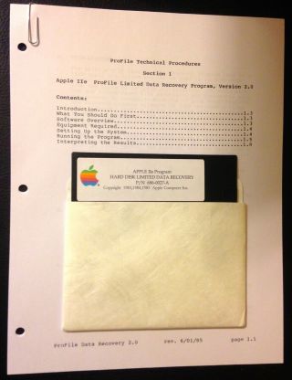 Apple Iie Home Computer / Hard Disk Limited Data Recovery P/n 686 - 0027 - A