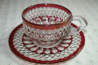 Vintage Westmoreland Wakefield Ruby Red Cup And Saucer