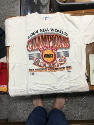 Vintage 1994 Nba Finals Houston Rockets World Champions T Shirt Sz Xxl