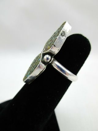 VTG Native American Sterling Silver Crushed Turquoise Ring SIZE 4.  75 4