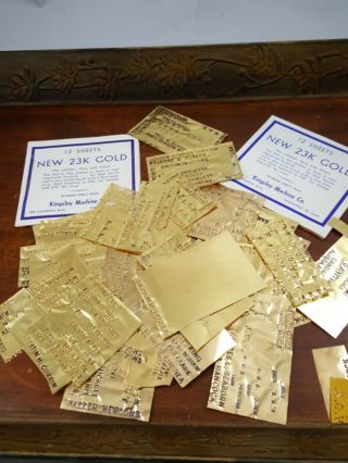 Kingsley 23k Karat Gold Foil Sheets Scraps Embossing Machine Vintage
