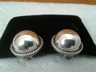 Vintage Taxco TH - 13 Clip On DOME ROPE Earrings Mexico 925 Sterling Silver 3
