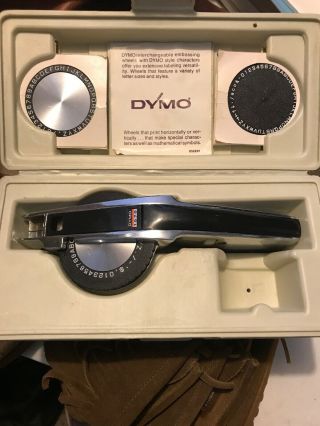 Vintage Dymo Deluxe Tapewriter 1570 Label Maker 2 Embossing Wheels And Case
