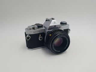 Vintage Pentax Mx 35mm Camera W/ Asahi Smc Pentax M 1:2 50mm Lens Black Chrome