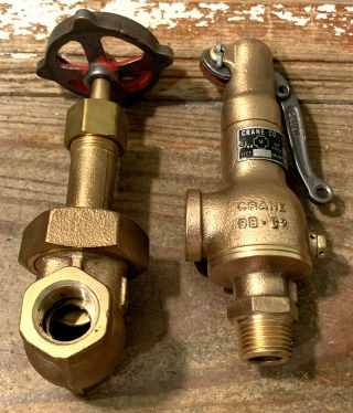 (2) Vintage Brass Steam Engine Pressure Relief & Gate Valve,  Steampunk,  Whistle 2