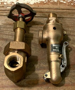 (2) Vintage Brass Steam Engine Pressure Relief & Gate Valve,  Steampunk,  Whistle 4