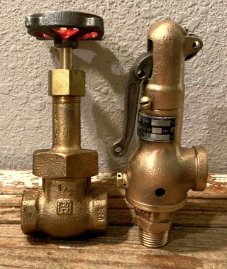 (2) Vintage Brass Steam Engine Pressure Relief & Gate Valve,  Steampunk,  Whistle 8