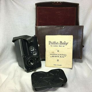 Vintage Pathe - Baby Hand Wind Camera W/ Instruction Book And Case