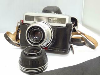 Vintage Carl Zeiss Werra Mat E Camera 35mm W/ Tessar 2,  8/50 Lens & Leather Case