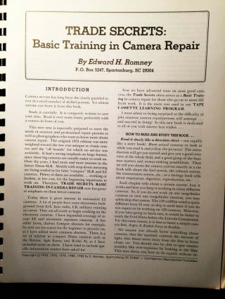 Olympus OM - 2 Repair Manual; Basic Training in Camera Repair book 4