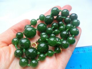 Vintage Spinach Jade Gemstone Beads Necklace Jewellery
