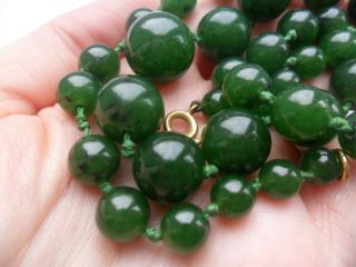Vintage spinach jade gemstone beads necklace jewellery 2