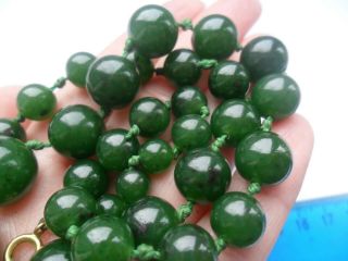 Vintage spinach jade gemstone beads necklace jewellery 3