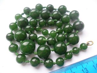Vintage spinach jade gemstone beads necklace jewellery 4