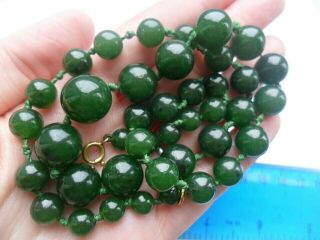 Vintage spinach jade gemstone beads necklace jewellery 5