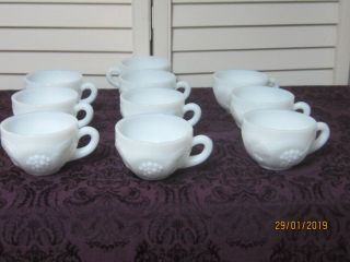 Set Of 10 Vintage Westmoreland Paneled Grape Milk Glass Punch Cups Bridal Shower