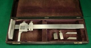 Vtg.  Brown & Sharpe B & S No.  585 12 " Vernier Height Gage,  2 Clamps,  2 Scribes